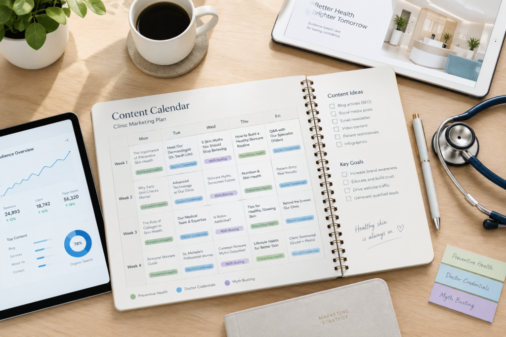 Content theme framework for clinic social media educational content based on scientific evidence and medical ethics